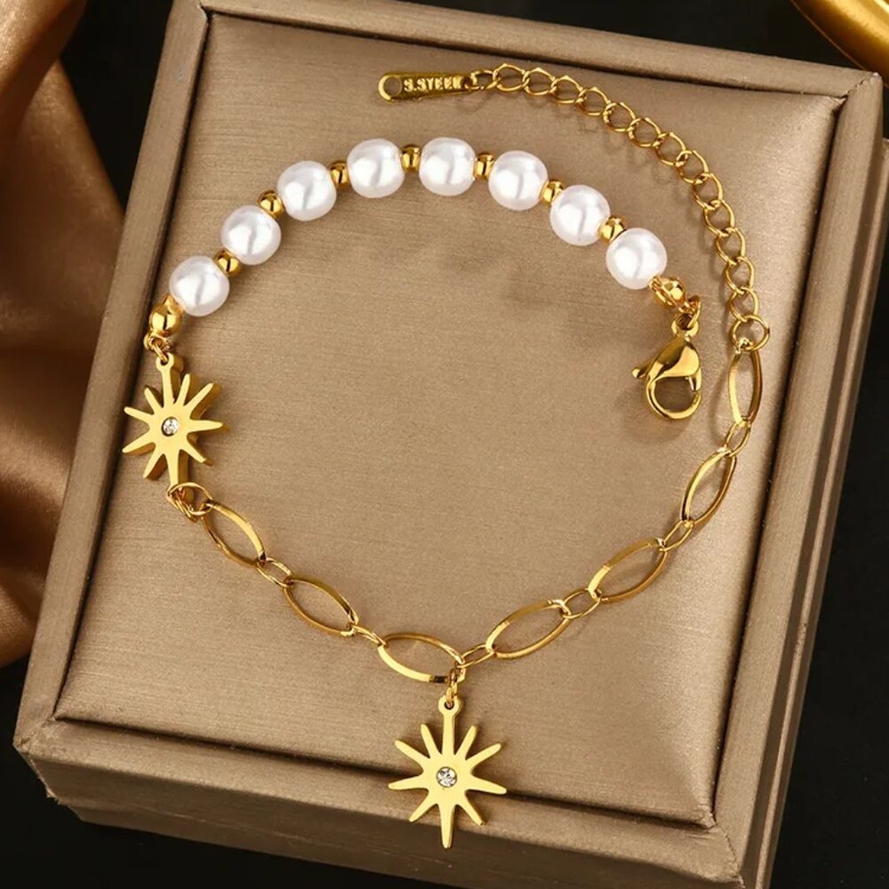 Stainless steel bracelet with star charms